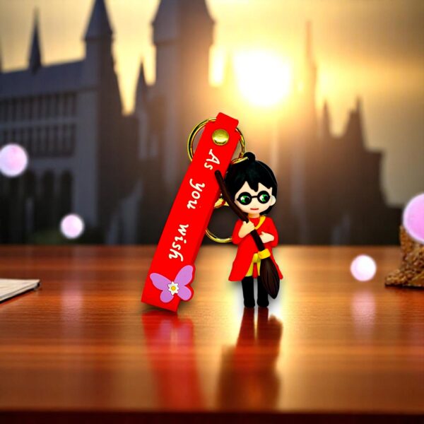 Harry Potter™-Inspired Red 3D Broomstick Keychain with “As You Wish” Strap - Image 3
