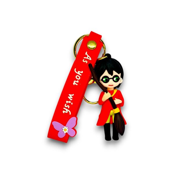 Harry Potter™-Inspired Red 3D Broomstick Keychain with “As You Wish” Strap - Image 2