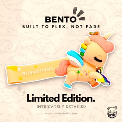Bento Peach Unicorn 3D Keychain – Pastel Fantasy Unicorn with Silicone Strap
