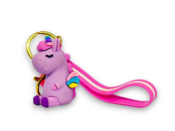 Bento Pastel Purple Unicorn Keychain with Rainbow & Shell Charms - Image 3