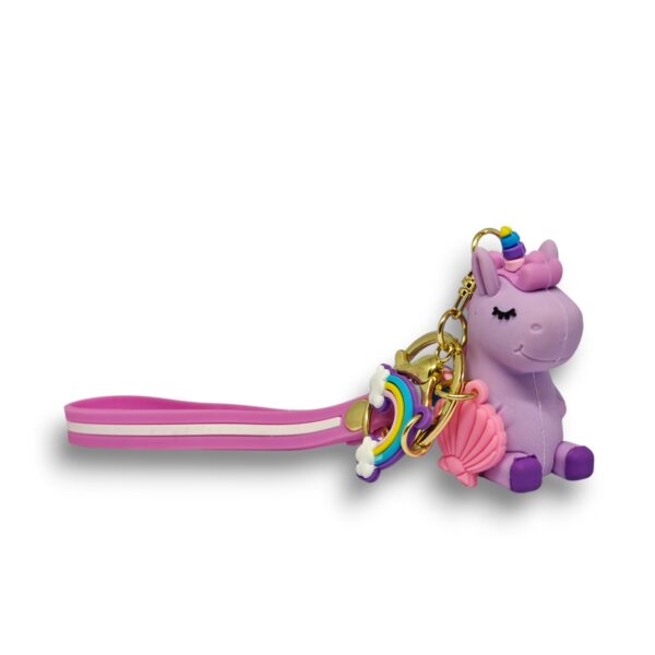 Bento Pastel Purple Unicorn Keychain with Rainbow & Shell Charms - Image 4
