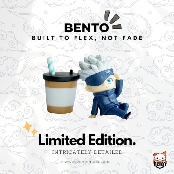 Jujutsu Kaisen™-Inspired Satoru Gojo Chibi Figure with Coffee Cup – Anime Desk figure - Image 2