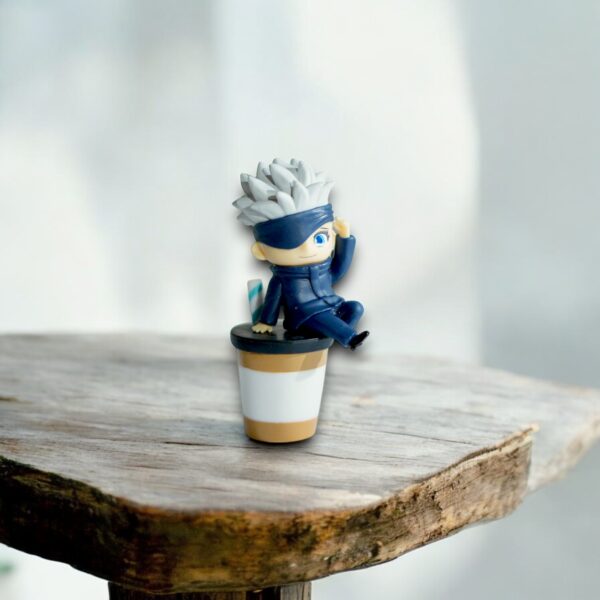 Jujutsu Kaisen™-Inspired Satoru Gojo Chibi Figure with Coffee Cup – Anime Desk figure - Image 5