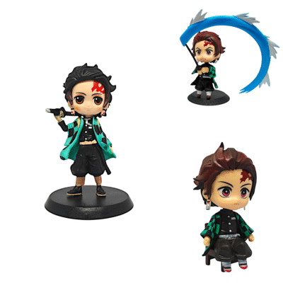 Tanjiro Kamado Chibi Figurine Trio (Set of 3) - Epic Demon Slayer Warrior Set