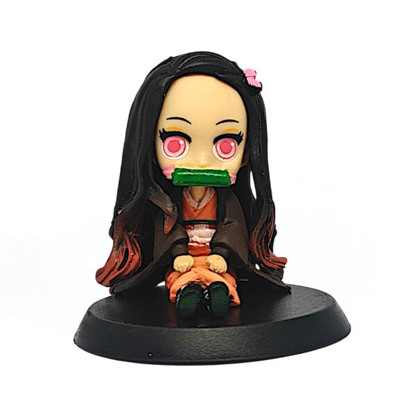 Nezuko Kamado Chibi Figurine Set - Angry & Cute Duo with Bamboo Mouthpiece - Image 3