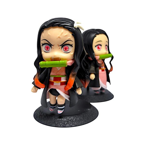 Nezuko Kamado Chibi Figurine Set - Angry & Cute Duo with Bamboo Mouthpiece - Image 2