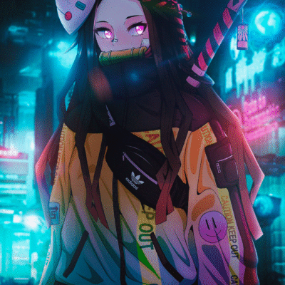 Nezuko Cyberpunk Look HD Mobile Wallpaper