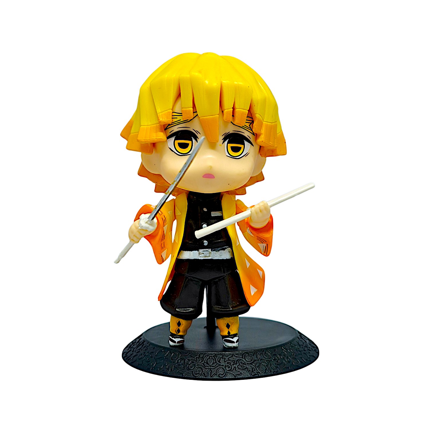 Zenitsu Agatsuma chibi figure with dual swords from Demon Slayer